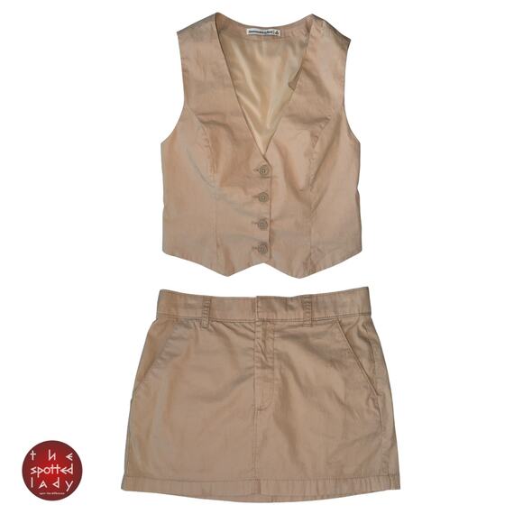 Abercrombie & Fitch Vest Top & Cargo Mini Skirt Set Pockets Size Small Tan Khaki - Picture 2 of 13